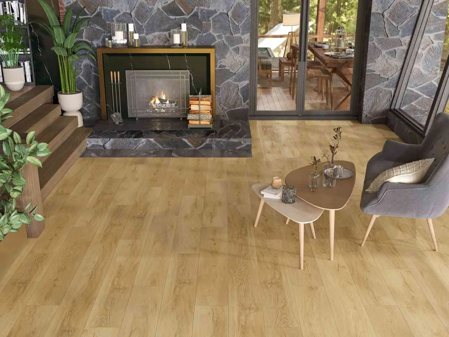 Кварцвиниловый SPC ламинат Alpine Floor Eclipse Super Matt Жардин ECO 21-17 1220×183×4 фото в интерьере